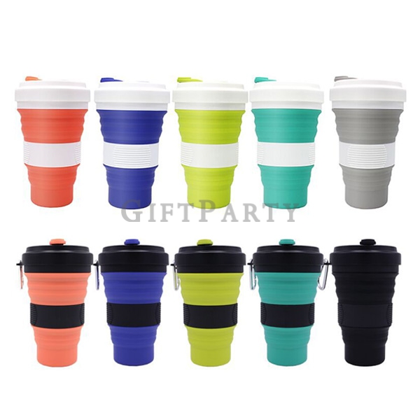 愛護海洋,環保杯,折疊咖啡杯,環保禮品,環保贈品,廣告贈品,食品級矽膠環保杯伸縮杯帶登山扣可耐熱