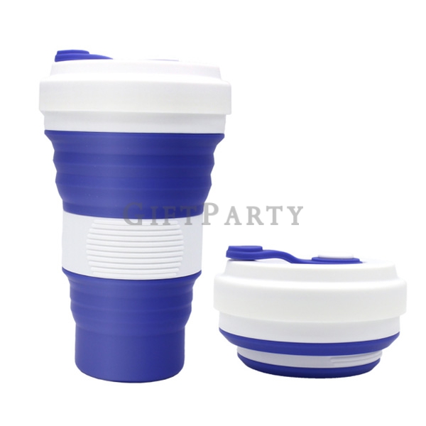 愛護海洋,環保杯,折疊咖啡杯,環保禮品,環保贈品,廣告贈品,食品級矽膠環保杯伸縮杯帶登山扣可耐熱