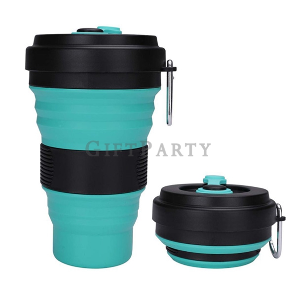 愛護海洋,環保杯,折疊咖啡杯,環保禮品,環保贈品,廣告贈品,食品級矽膠環保杯伸縮杯帶登山扣可耐熱