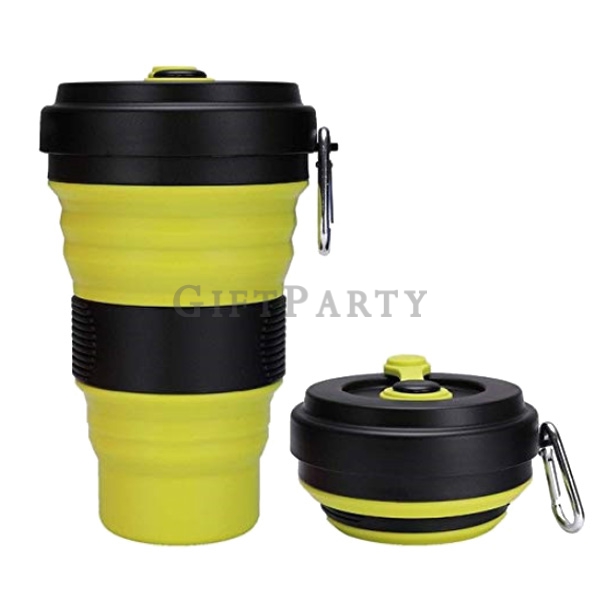 ECO friendly cup with carabiner, customized environmental protection cup, food-grade silicone enviro