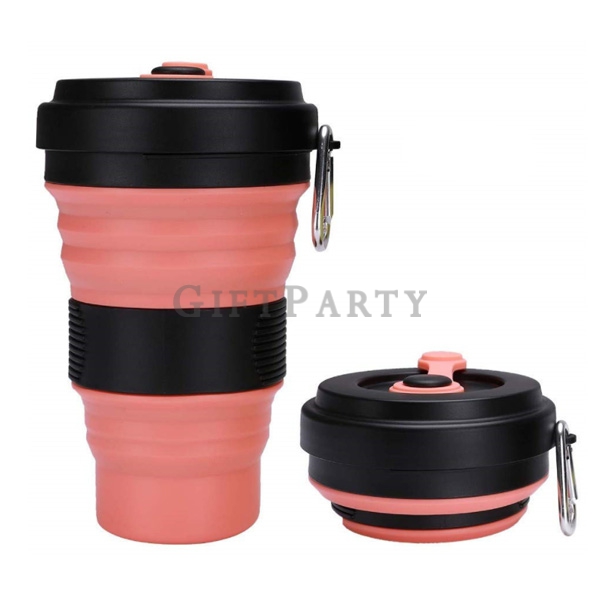 愛護海洋,環保杯,折疊咖啡杯,環保禮品,環保贈品,廣告贈品,食品級矽膠環保杯伸縮杯帶登山扣可耐熱