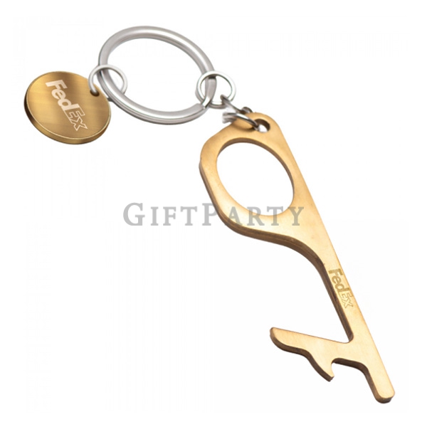 Brass non-contact bottle opener key ring,鑰匙圈,防疫禮品,防疫安全無接觸開瓶器鑰匙圈