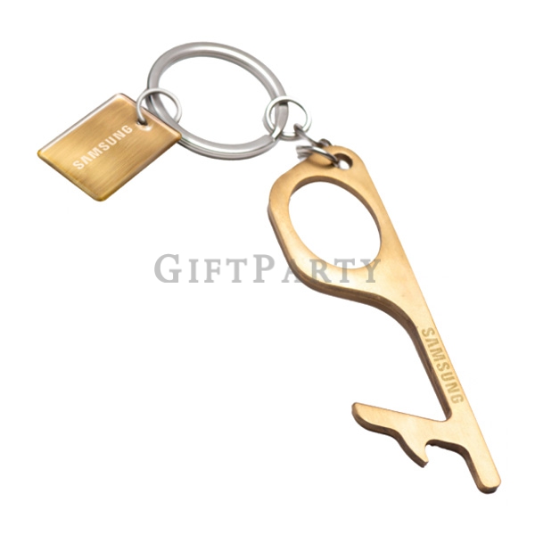Brass non-contact bottle opener key ring,鑰匙圈,防疫禮品,防疫安全無接觸開瓶器鑰匙圈,