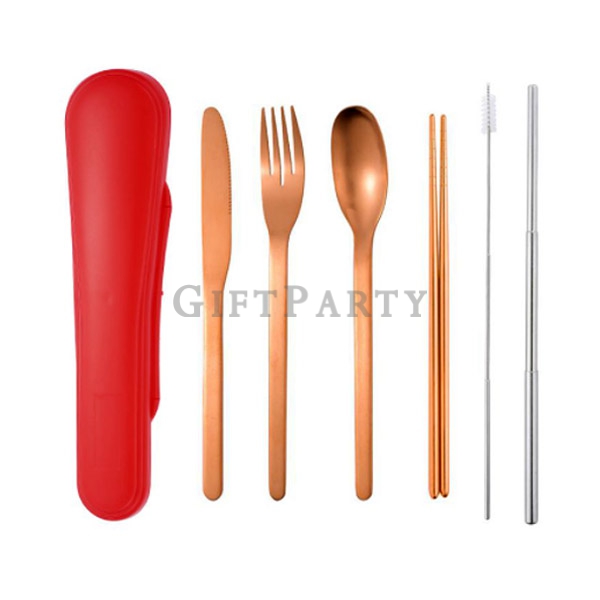 6piece stainless steel cutlery set,,設計款餐具組,環保餐組,不鏽鋼餐具組6件套,玫瑰金環保筷,禮品,設計禮品,股東會贈品,