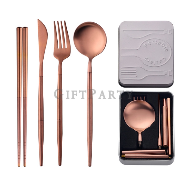 設計禮品,百貨公司贈品,不鏽鋼葡萄牙餐具口袋便攜套裝8