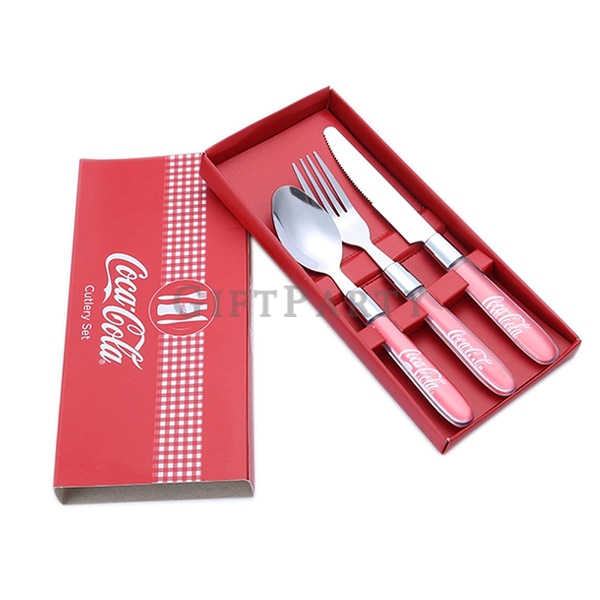 Custom brand tableware set, brand gifts,不鏽鋼餐具組套裝塑料手柄,Advertising gifts, promotional gifts, corporate