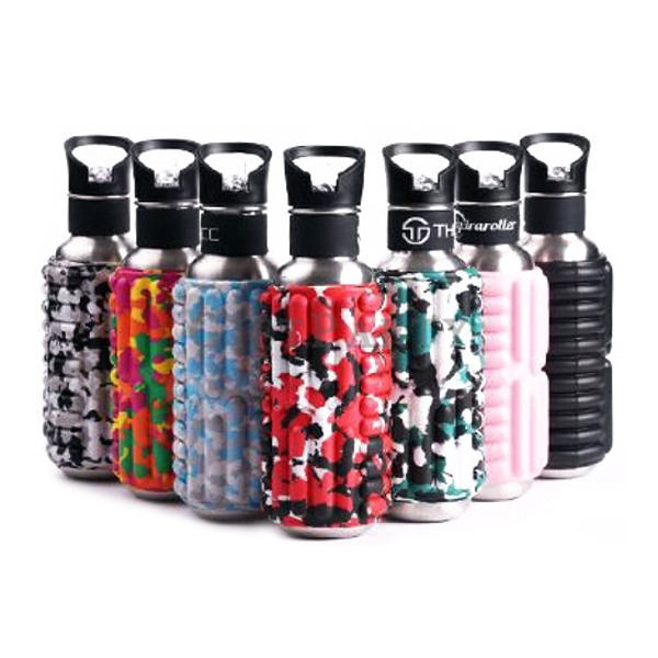 EVA roller massage shaft stainless steel exercise water bottle,健身禮品,運動水壺,按摩滾輪水瓶運動水壺750ml