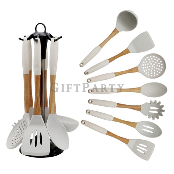 6-piece kitchen utensils set with wooden handle,木柄廚具鍋鏟6件套
