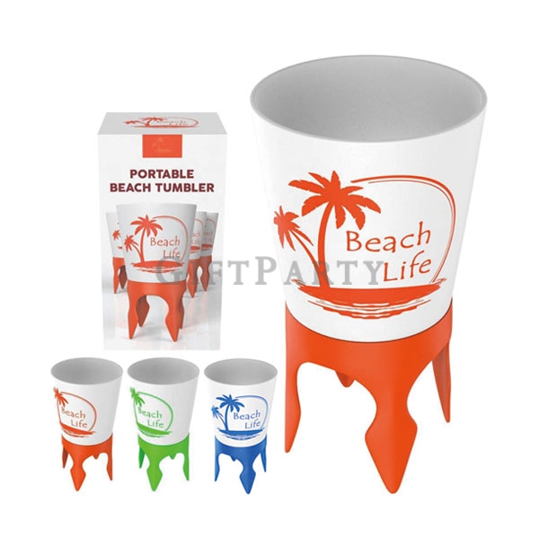 Plastic cup holder for beach with bottle opener,啤酒贈品,啤酒禮品,海邊禮品,沙灘杯架底部開瓶器2