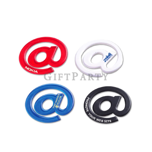 Mini @ round shape PP plastic customized paper clip solid colour bookmark,塑料@型小老鼠符號迴紋針,便宜贈品,官方帳號贈品,來