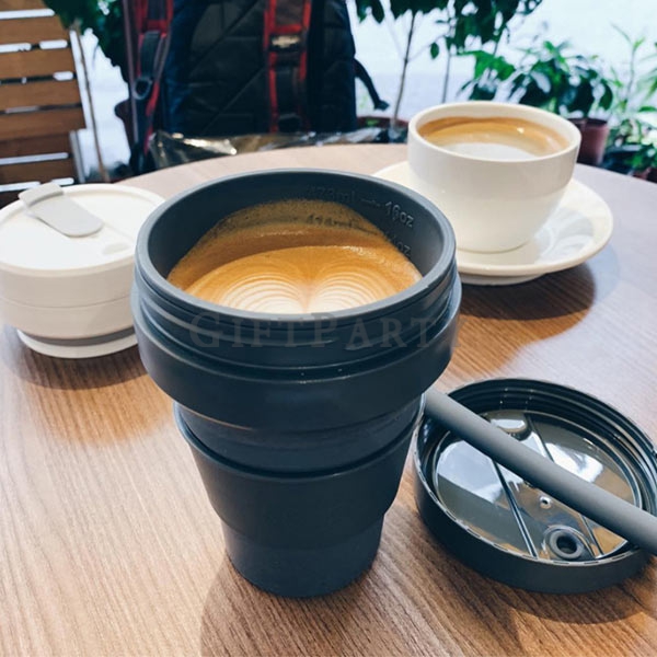 GP2341024Q3480-食品級矽膠折疊咖啡杯環保袋帶管16oz5