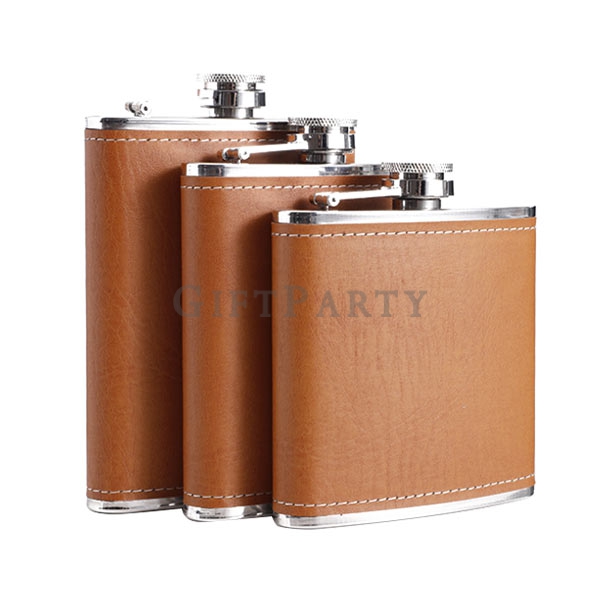 stainless steel hip flask, hip flask, leather hip flask,皮革不鏽鋼酒壺6oz,威士忌贈品,酒壺,皮革酒壺