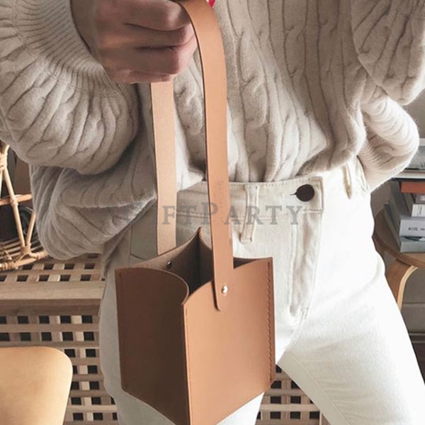 PU Leather Coffee Drink  Mug Carrier Organizer Bag,皮革飲料提袋方型有底飲料袋3
