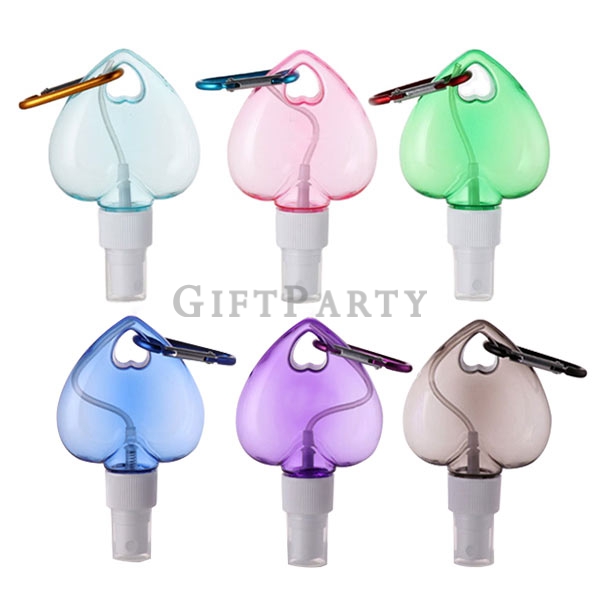 Mini heart shaped Hand Sanitizer Spray Bottle With Carabiner,乾洗手,防疫禮品,防疫贈品,乾洗手,心型潔手液瓶帶登山扣