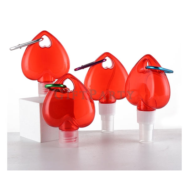 Mini heart shaped Hand Sanitizer Spray Bottle With Carabiner,乾洗手,防疫禮品,防疫贈品,乾洗手,心型潔手液瓶帶登山扣