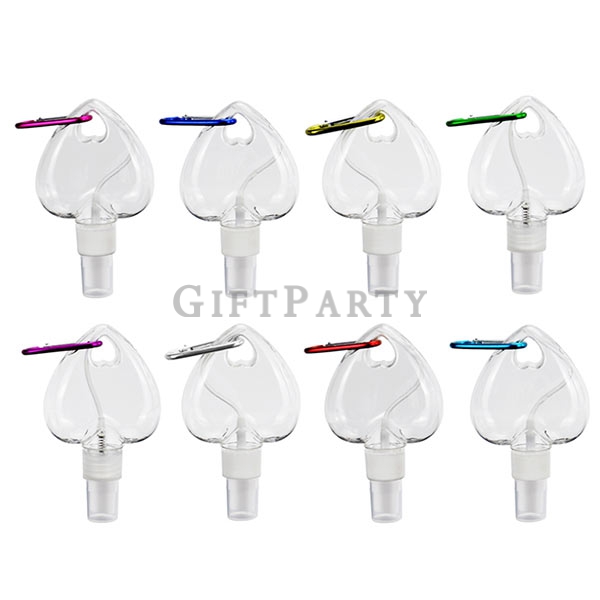 Mini heart shaped Hand Sanitizer Spray Bottle With Carabiner,乾洗手,防疫禮品,防疫贈品,乾洗手,心型潔手液瓶帶登山扣