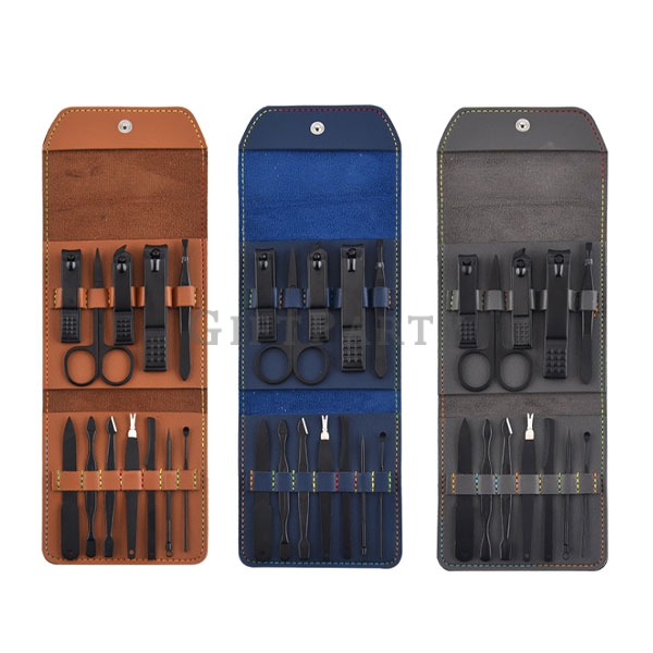 Stainless steel nail clippers set,實用贈品,廣告贈品,品牌贈品,高品質禮品,修容組12件套皮革收納包