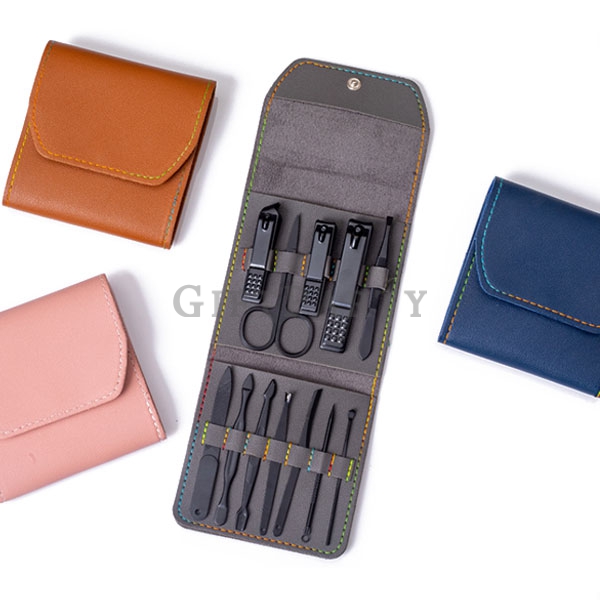 Stainless steel nail clippers set,實用贈品,廣告贈品,品牌贈品,高品質禮品,修容組12件套皮革收納包