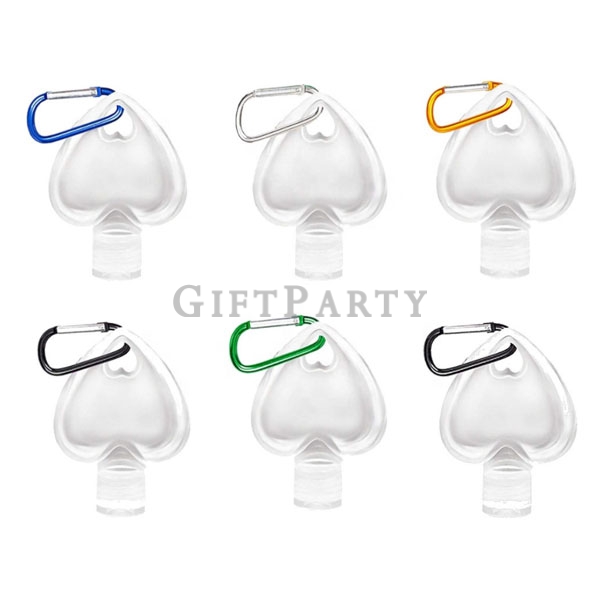 Mini heart shaped Hand Sanitizer Spray Bottle With Carabiner,乾洗手,防疫禮品,防疫贈品,乾洗手,心型潔手液瓶帶登山扣