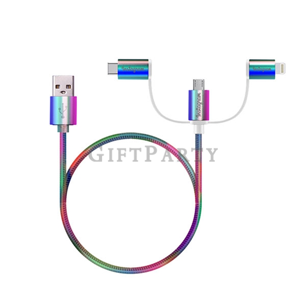 3in1 Metallic Charging and data cable,企業贈品,客製化禮品,設計充電線,精品贈品,金屬三合一數據線充電線