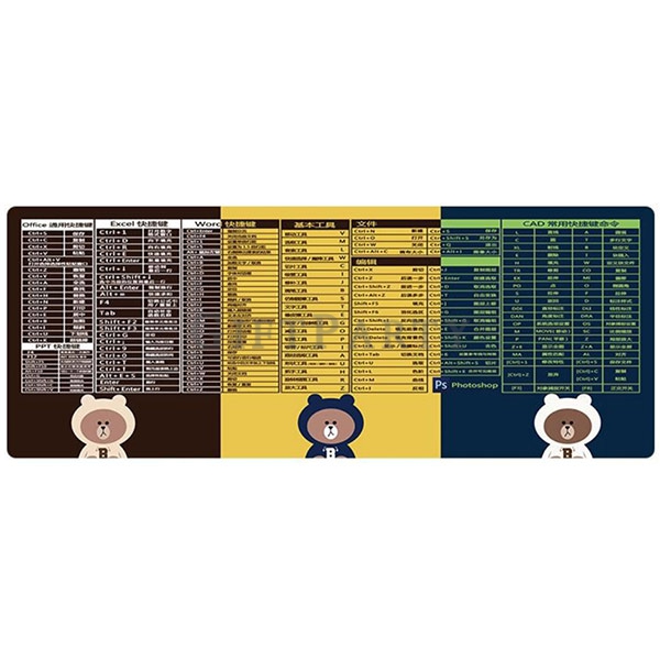 超大滑鼠墊,3C實用禮品,電玩展禮品, Office shortcut keys mouse pad oversized computer pad,快捷鍵滑鼠墊