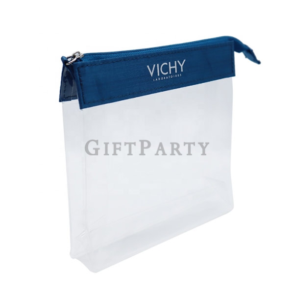 Stitching canvas transparent PVC cosmetic bag,帆布拚接PVC化妝包