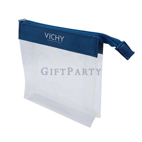 Stitching canvas transparent PVC cosmetic bag,帆布拚接PVC化妝包
