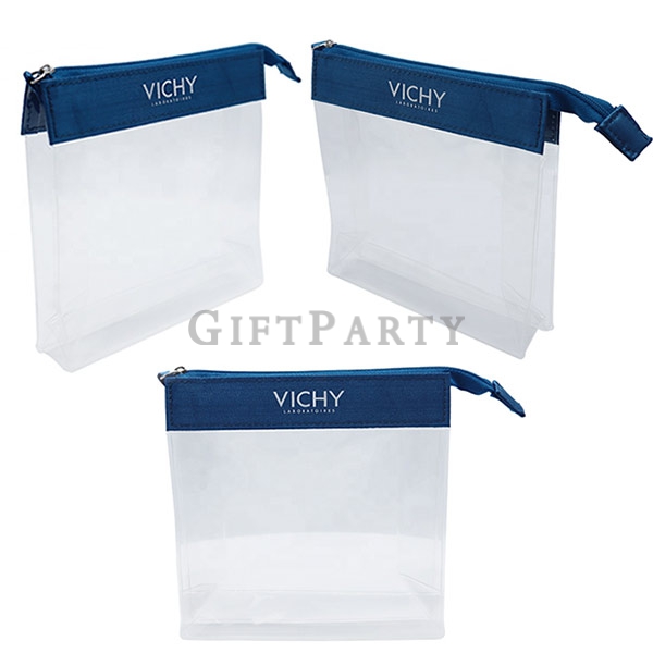 Stitching canvas transparent PVC cosmetic bag,帆布拚接PVC化妝包
