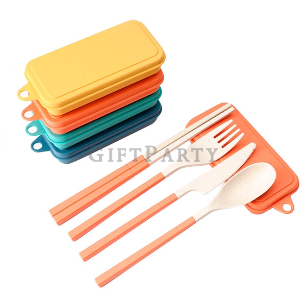 Wheat Straw Tableware Set Folding 4pcs/Set ,小麥餐具組四件套