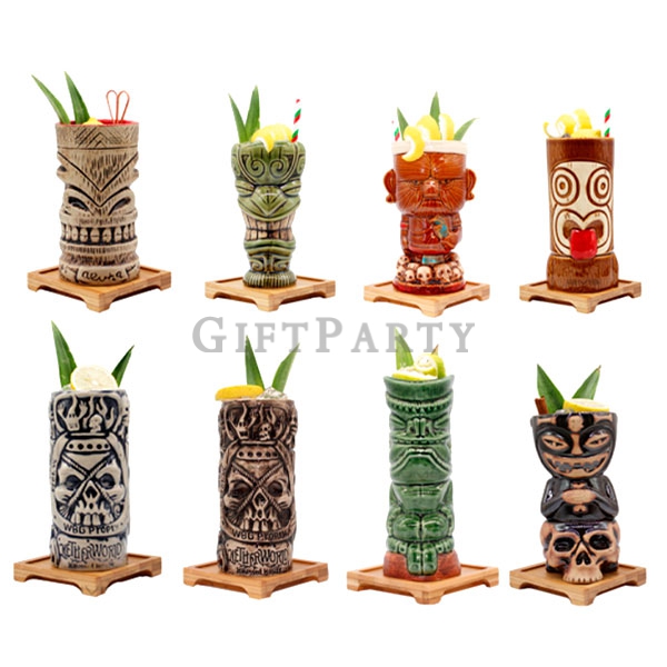 Custom Logo Tiki Bar Ceramic Cup ,Hawaii Shot Cocktail Bar Hawaii Ceramic Tiki Mug,-TIKI杯雞尾酒熱帶酒杯,調酒杯