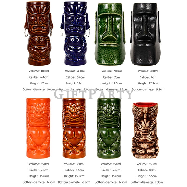 Tiki Bar Ceramic Cup ,Hawaii Shot Cocktail Bar Hawaii Ceramic Tiki Mug,-TIKI杯,雞尾酒熱帶酒杯,調酒杯,