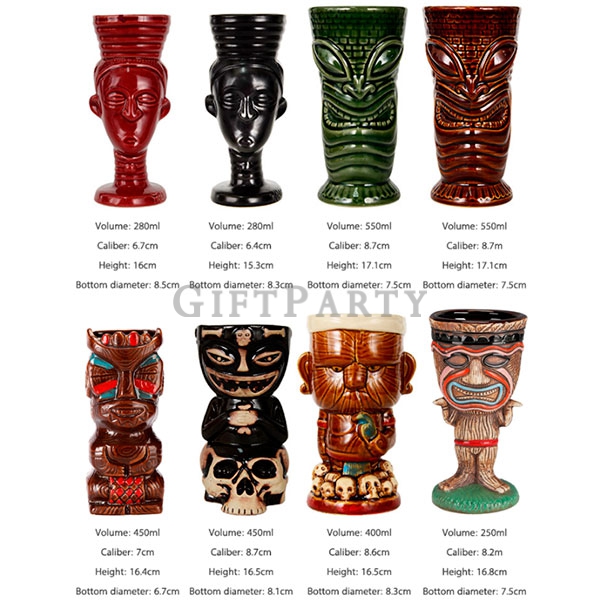 Tiki Bar Ceramic Cup ,Hawaii Shot Cocktail Bar Hawaii Ceramic Tiki Mug,-TIKI杯,雞尾酒熱帶酒杯,調酒杯,