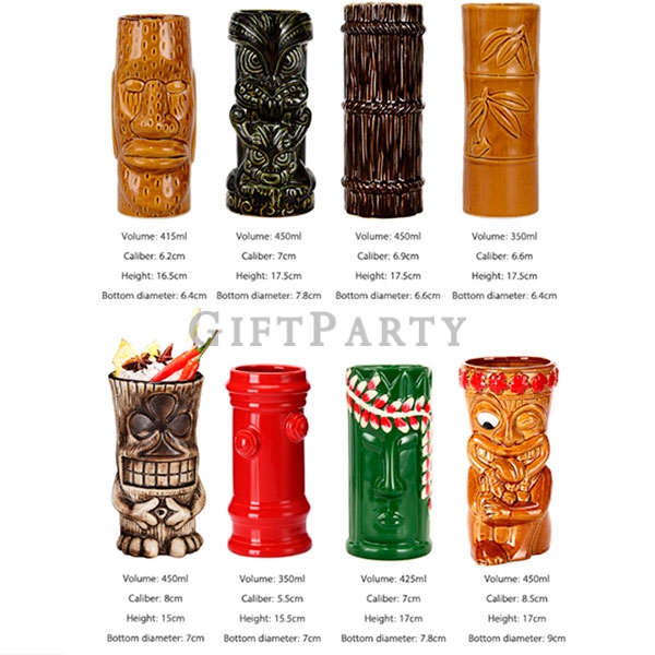 Custom Logo Tiki Bar Ceramic Cup ,Hawaii Shot Cocktail Bar Hawaii Ceramic Tiki Mug,-TIKI杯雞尾酒熱帶酒杯6