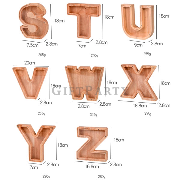 Piggy Bank, Wooden Coin Money Saving Box,文字母木質存錢筒,小費箱