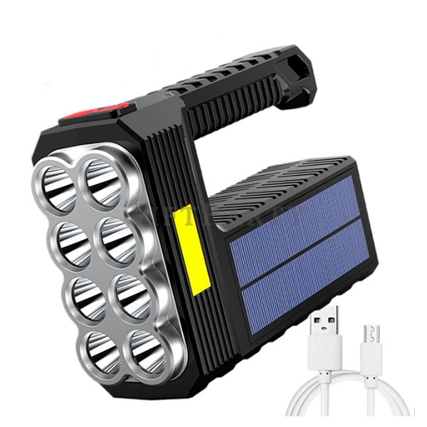 Strong light flashlight remote searchlight USB + solar charging,強光手電筒遠程探照燈USB+太陽能充電2