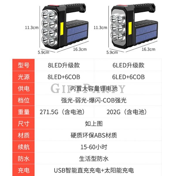 GP2340632Q3814-強光手電筒遠程探照燈USB+太陽能充電9
