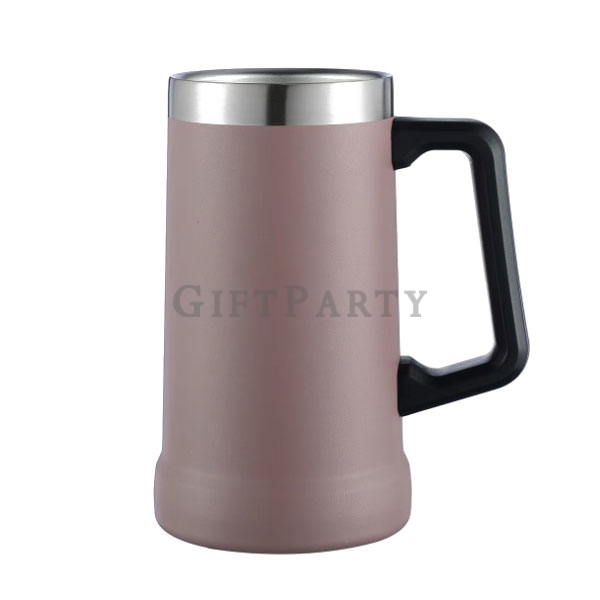 Brazil Beer Mug,雙層304不鏽鋼巴西杯不鏽鋼杯把手24oz7