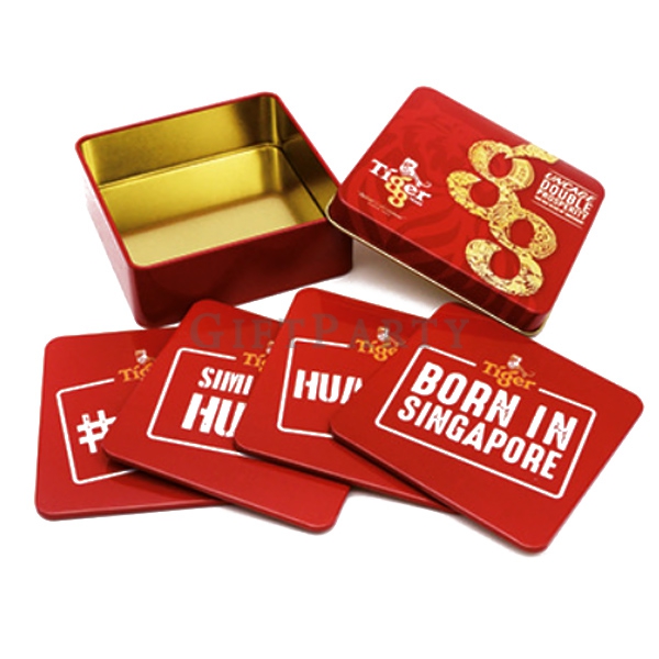 啤酒杯墊,啤酒贈品,促酒贈品,啤酒禮品,馬口鐵杯墊5片組含盒4