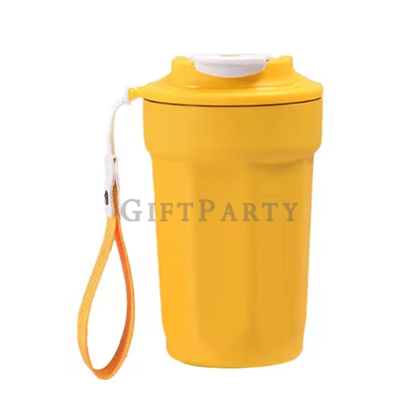 黃色不鏽鋼咖啡杯,禮品,企業贈品八角不鏽鋼內膽咖啡杯450ml5