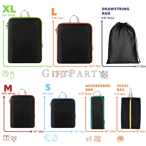 旅行贈品,品牌粉品,實用贈品,旅行壓縮袋衣物收納袋7件套