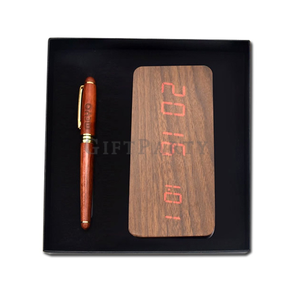 記者會禮品,記者會贈品,禮品,商務禮品,vip禮品,建商贈品,高質感禮品,木質LED鬧鐘+木質圓珠筆禮盒