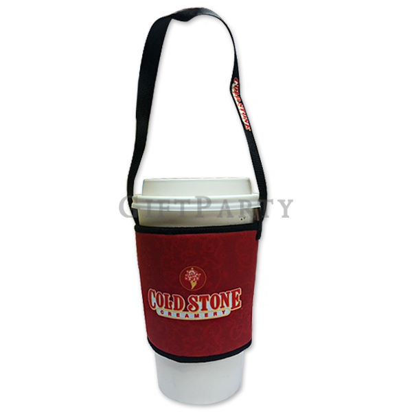 custom drink carrier, neoprene cup sleeve, Brand IP merchandise, Cold Stone gifts, exhibition giveaw