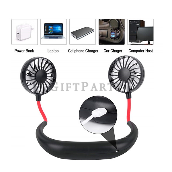Mini USB Portable Cooling Neck Double Fans Rechargeable with Dual,運動頸掛風扇,Mini USB Neck Double Fans ,
