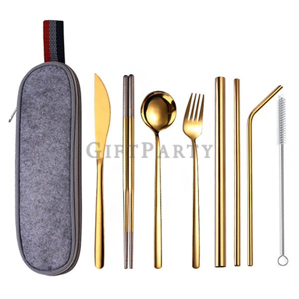Gold stainless steel cutlery set 8-piece,金色不鏽鋼餐具組8件套