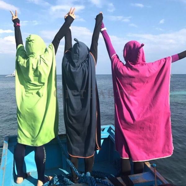 Microfiber Hooded Surfing Beach Poncho Towel,沙灘衝浪潛水速乾毛巾斗篷,