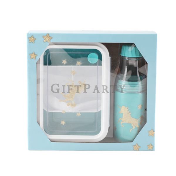 Custom PP lunch box + water bottle gift box set, customized souvenir OEM, authorized gift,餐盒水瓶禮盒客製,P