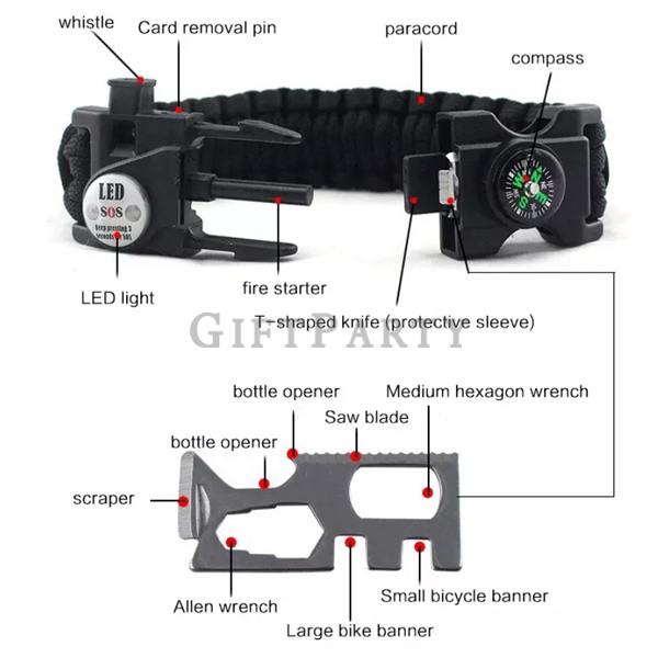 Outdoor equipment, camping equipment, mountaineering equipment, military equipment,戰術工具筆手環套裝禮盒6