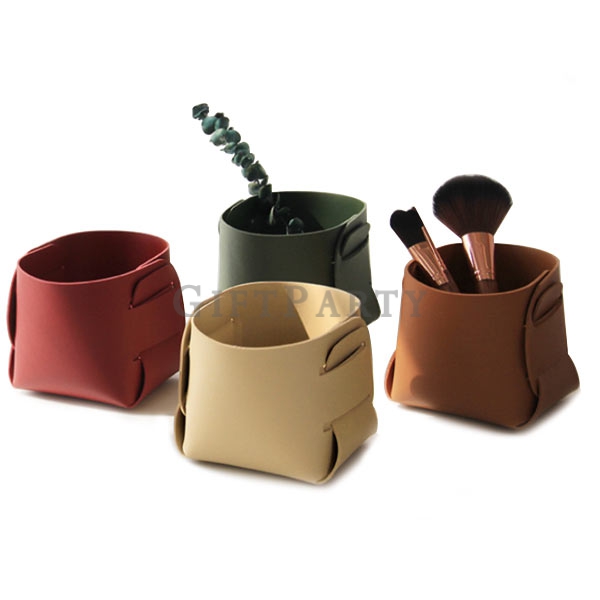 Foldable mini storage basket,彩妝小物,皮革小置物籃筆筒2