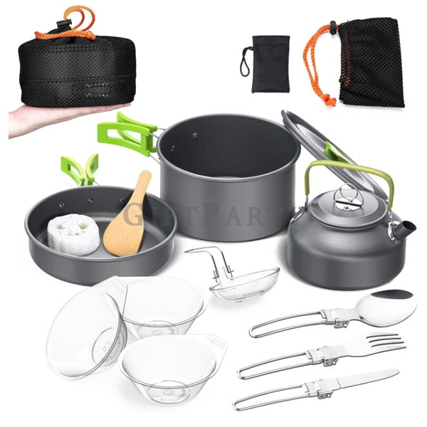 露營禮品,戶外露營用品,禮品,野營折疊炊具鍋壺餐具套裝
