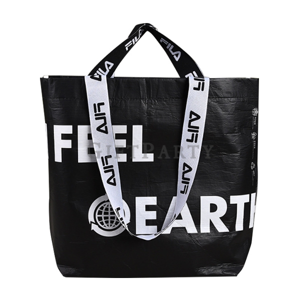 Laminated shopping bag with jacquard handle,覆膜環保袋緹花手提袋,大購物袋